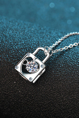 Minimalist Moissanite Lock Pendant Necklace - MXSTUDIO.COM