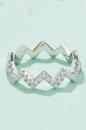 Minimalist Moissanite Wavy Band Platinum-Plated Ring - MXSTUDIO.COM