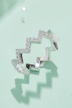 Minimalist Moissanite Wavy Band Platinum-Plated Ring - MXSTUDIO.COM