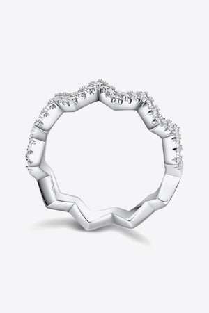 Minimalist Moissanite Wavy Band Platinum-Plated Ring - MXSTUDIO.COM