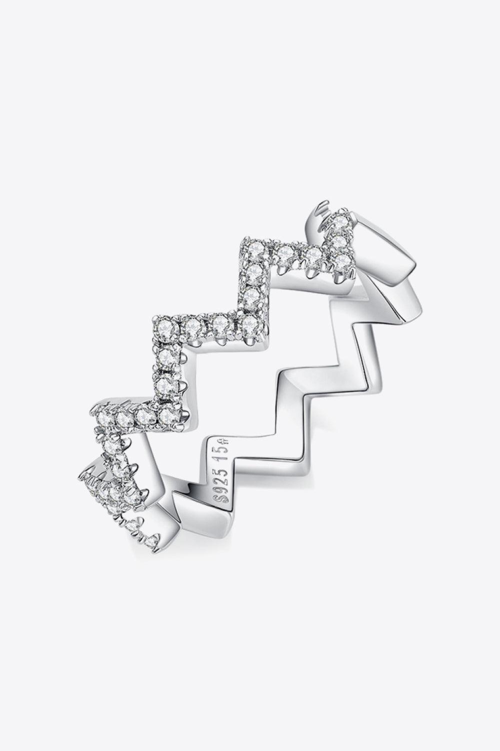 Minimalist Moissanite Wavy Band Platinum-Plated Ring - MXSTUDIO.COM
