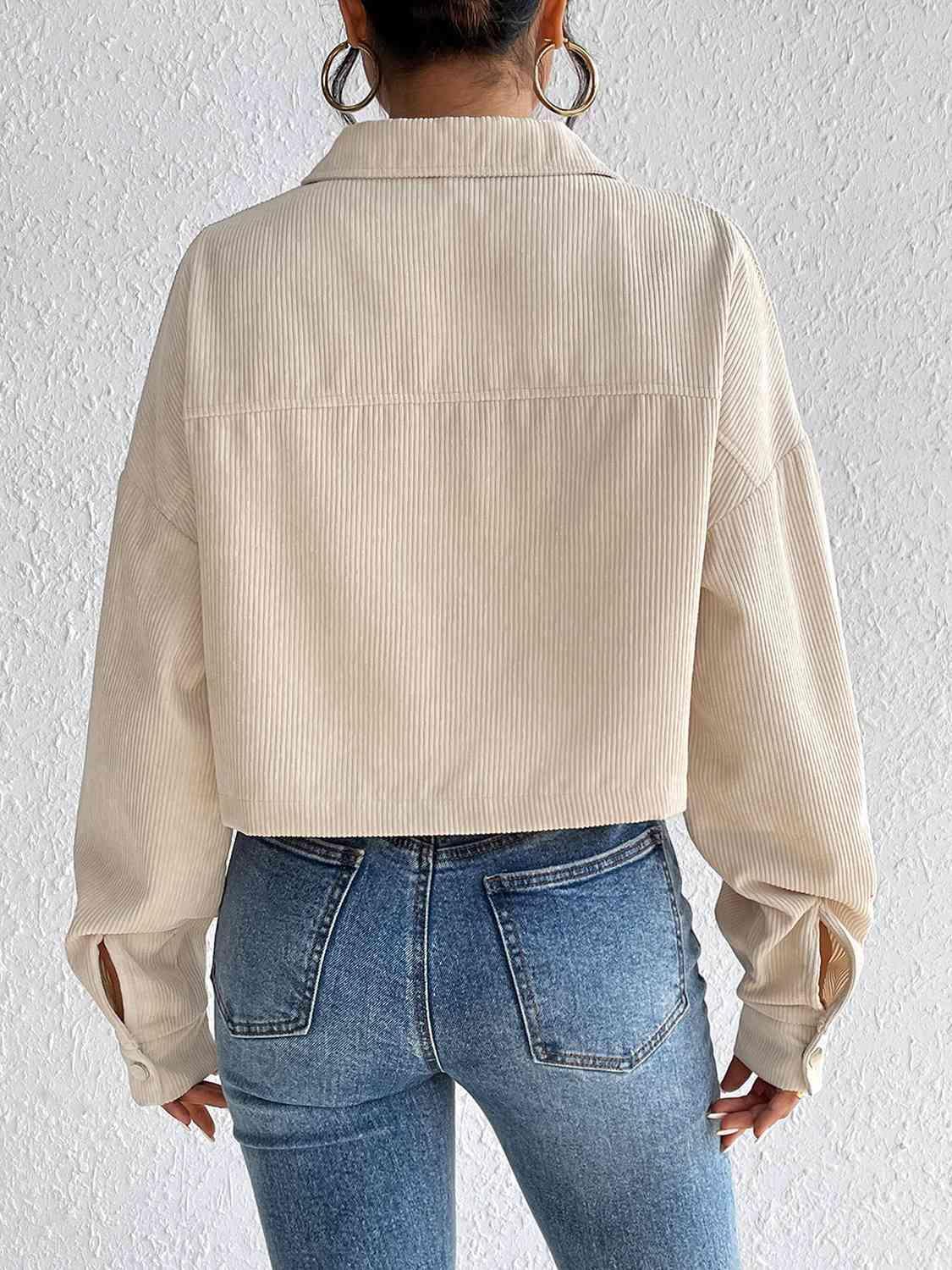 Minimalist Snap Down Beige Shirt Jacket-MXSTUDIO.COM