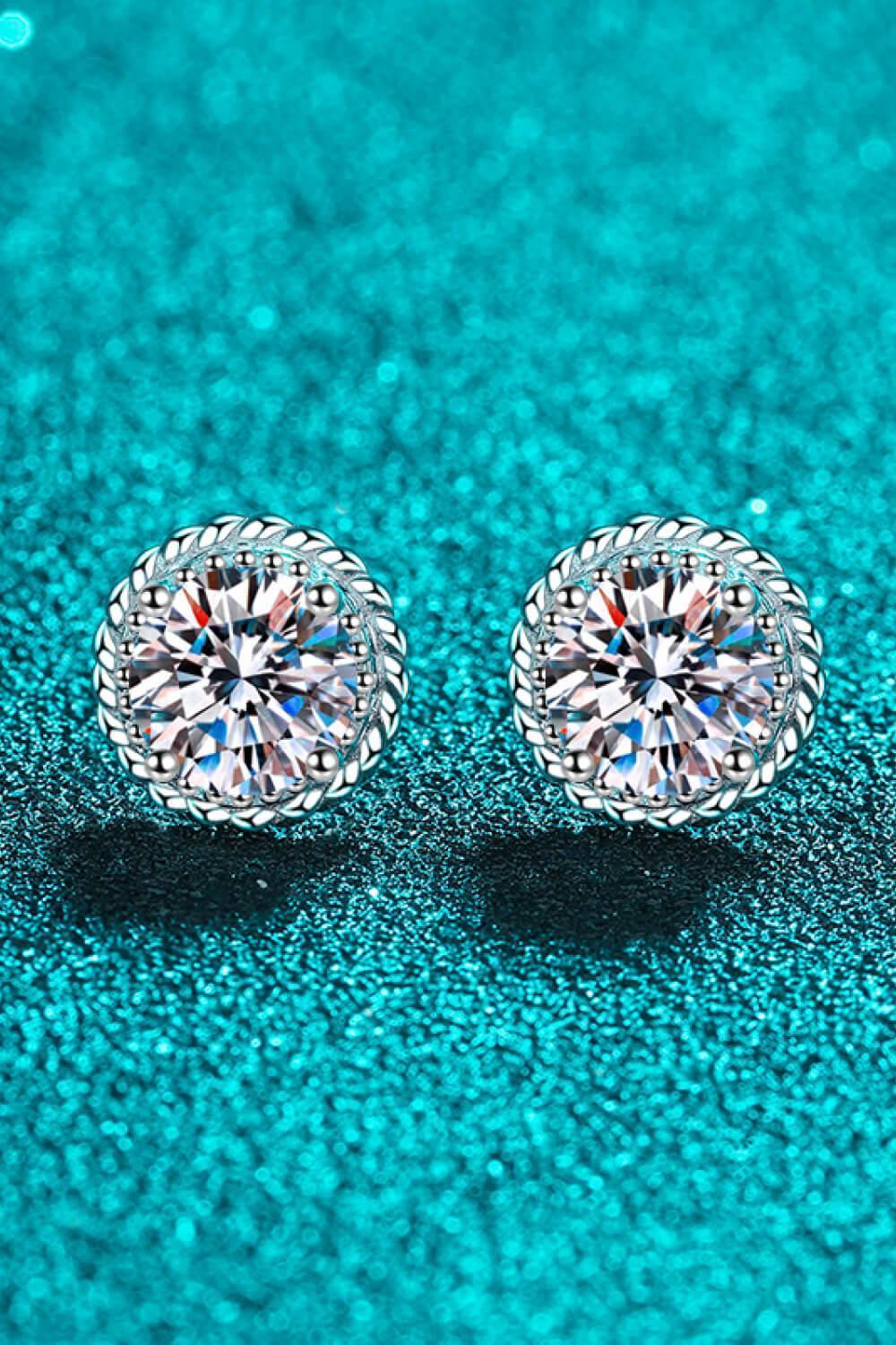 Modern Round Cut 1 Carat Moissanite Stud Earrings - MXSTUDIO.COM