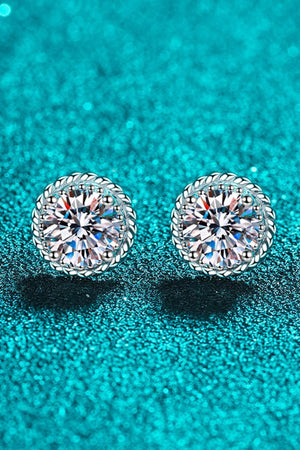 Modern Round Cut 1 Carat Moissanite Stud Earrings - MXSTUDIO.COM