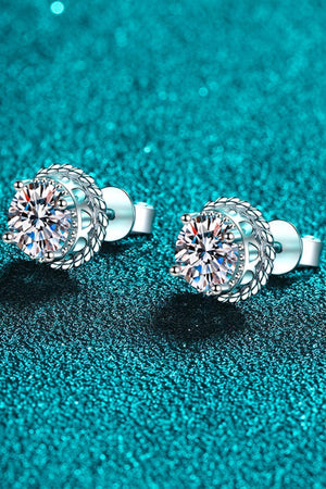 Modern Round Cut 1 Carat Moissanite Stud Earrings - MXSTUDIO.COM