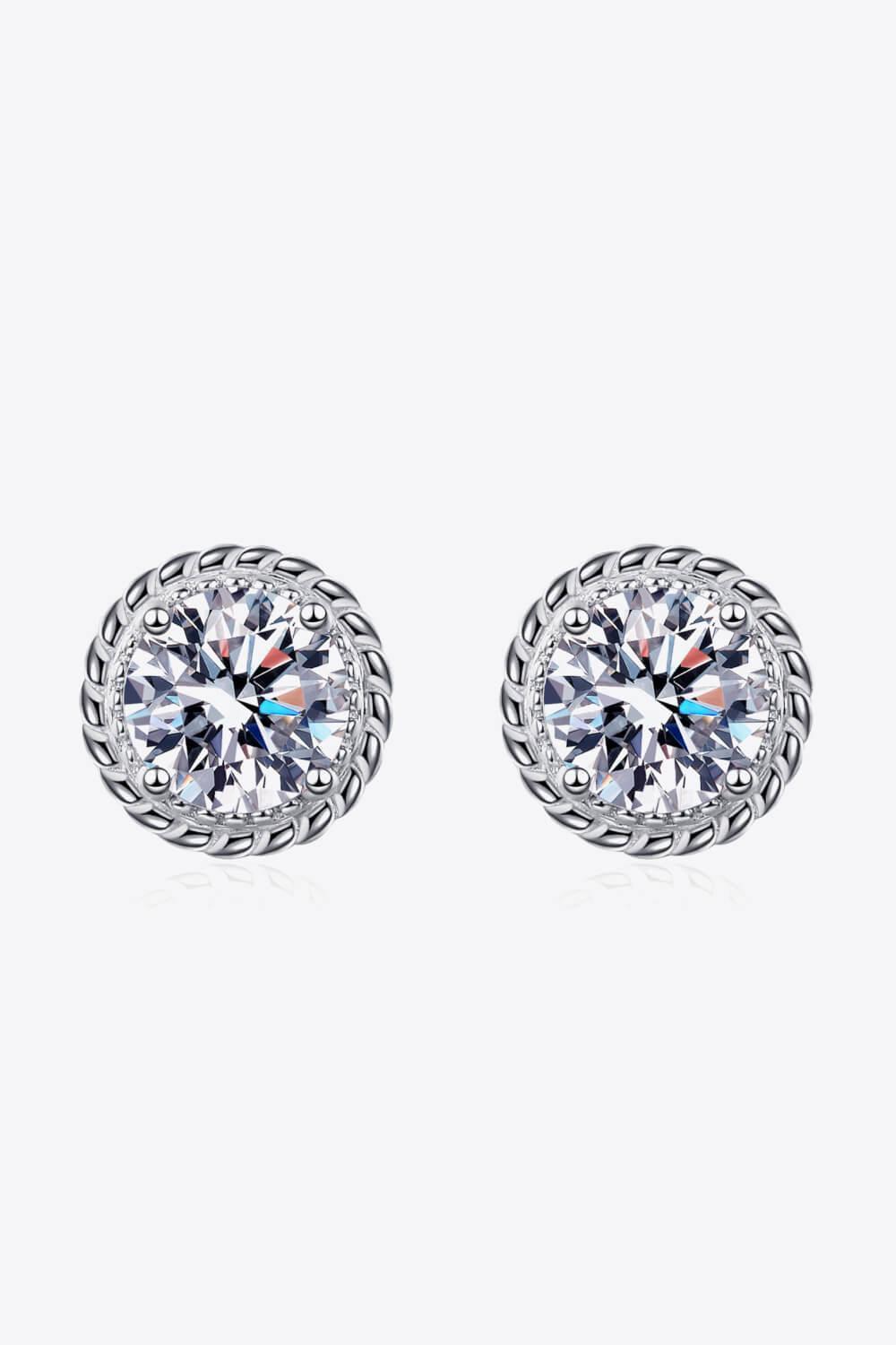 Modern Round Cut 1 Carat Moissanite Stud Earrings - MXSTUDIO.COM