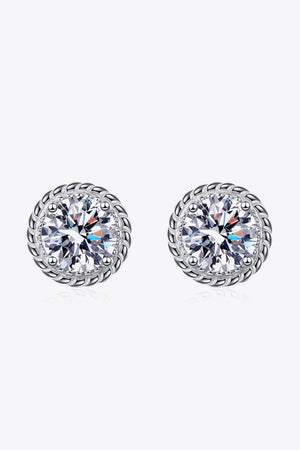 Modern Round Cut 1 Carat Moissanite Stud Earrings - MXSTUDIO.COM