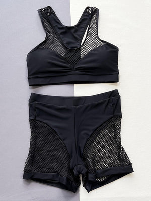 a women's sports bra top and shorts