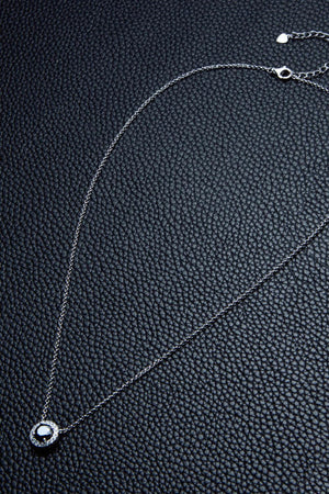 Moissanite Encrusted Halo Black Pendant Necklace - MXSTUDIO.COM