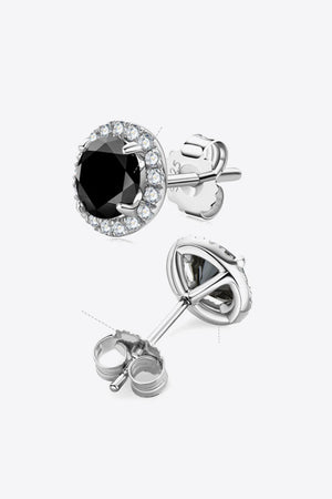 Moissanite Encrusted Halo Black Stud Earrings - MXSTUDIO.COM
