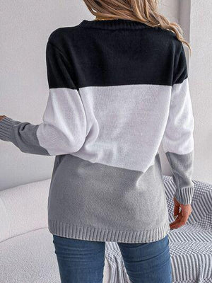 Most Versatile Color Block Knitted Cardigan-MXSTUDIO.COM