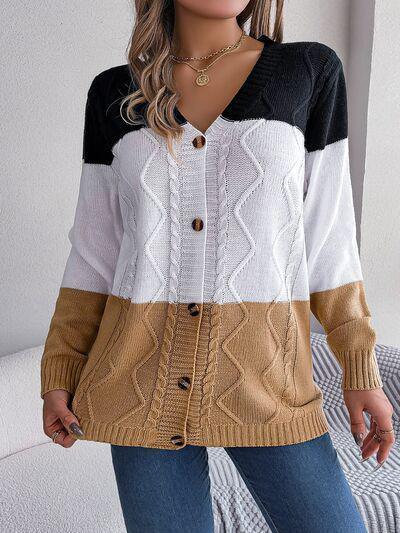 Most Versatile Color Block Knitted Cardigan-MXSTUDIO.COM