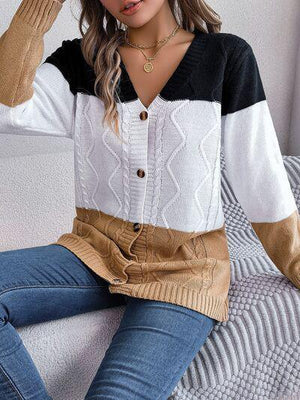 Most Versatile Color Block Knitted Cardigan-MXSTUDIO.COM