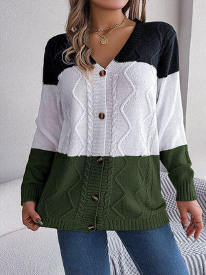 Most Versatile Color Block Knitted Cardigan-MXSTUDIO.COM