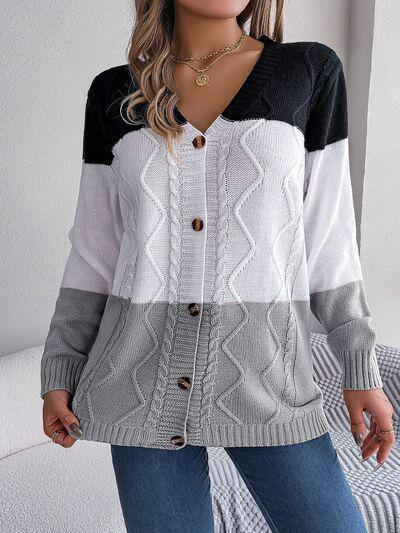 Most Versatile Color Block Knitted Cardigan-MXSTUDIO.COM