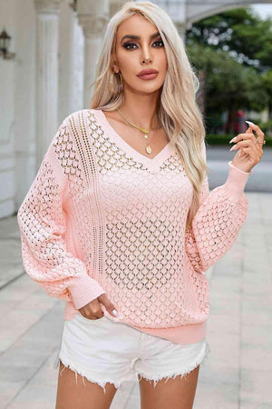 Multi Season Pink Open Knit Sweater - MXSTUDIO.COM