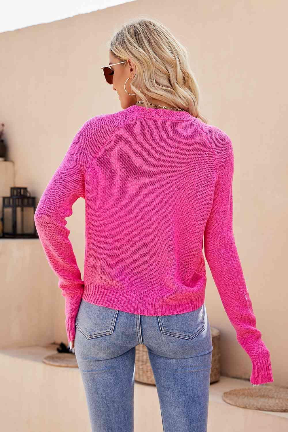 Multi Season V-Neck Button Up Cardigan - MXSTUDIO.COM