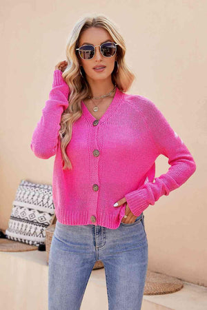 Multi Season V-Neck Button Up Cardigan - MXSTUDIO.COM