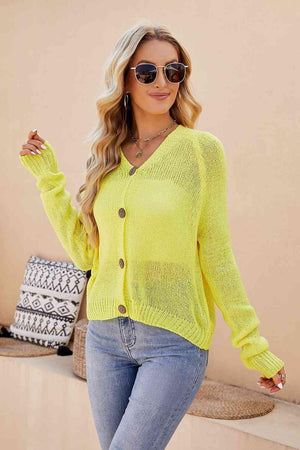 Multi Season V-Neck Button Up Cardigan - MXSTUDIO.COM