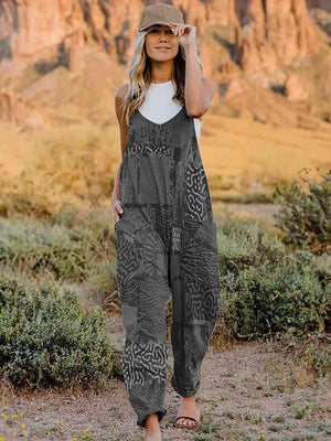 Multicolored V-Neck Sleeveless Bohemian Overalls - MXSTUDIO.COM