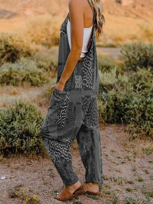 Multicolored V-Neck Sleeveless Bohemian Overalls - MXSTUDIO.COM