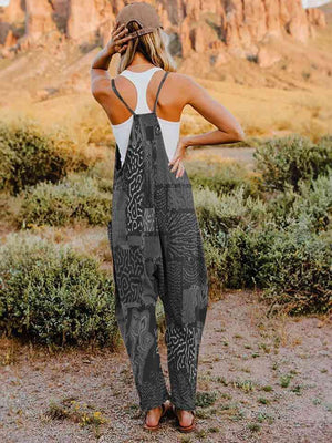 Multicolored V-Neck Sleeveless Bohemian Overalls - MXSTUDIO.COM