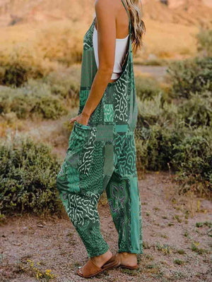 Multicolored V-Neck Sleeveless Bohemian Overalls - MXSTUDIO.COM