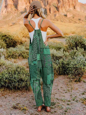 Multicolored V-Neck Sleeveless Bohemian Overalls - MXSTUDIO.COM