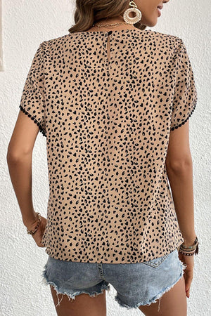 Mystery Girl Petal Sleeve Leopard Print Blouse - MXSTUDIO.COM