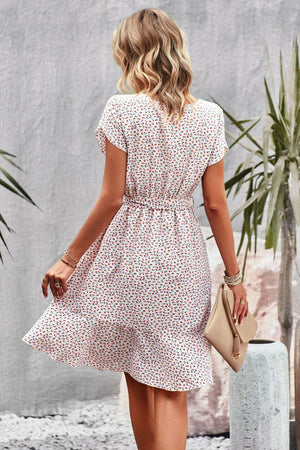 Nature Lover Petal Sleeve Mini Ruffle Hem Dress - MXSTUDIO.COM