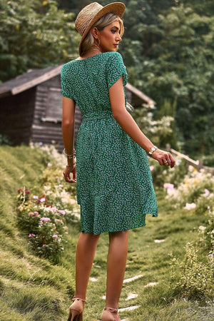 Nature Lover Petal Sleeve Mini Ruffle Hem Dress - MXSTUDIO.COM