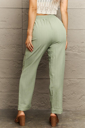 Never Be Ordinary Tie Waist Light Green Pants - MXSTUDIO.COM