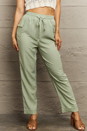 Never Be Ordinary Tie Waist Light Green Pants - MXSTUDIO.COM
