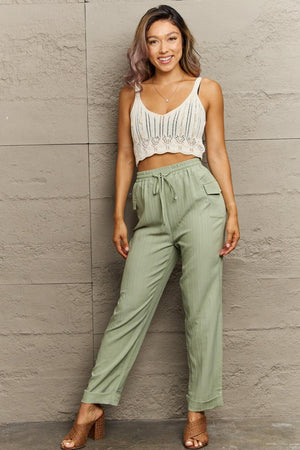 Never Be Ordinary Tie Waist Light Green Pants - MXSTUDIO.COM