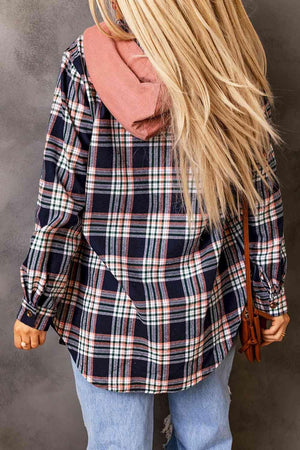 Never Out of Style Hooded Long Plaid Jacket-MXSTUDIO.COM