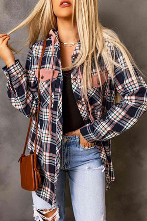 Never Out of Style Hooded Long Plaid Jacket-MXSTUDIO.COM