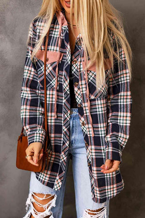 Never Out of Style Hooded Long Plaid Jacket-MXSTUDIO.COM