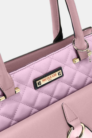 a close up of a pink purse on a white background