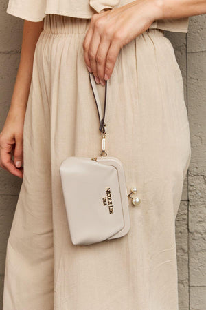 Nicole Lee USA Pearl Accent Leather Coin Purse - MXSTUDIO.COM