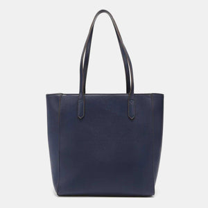 a blue tote bag on a white background