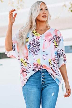 No Filter Dolman Half Sleeve V Neck Blouse - MXSTUDIO.COM