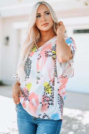 No Filter Dolman Half Sleeve V Neck Blouse - MXSTUDIO.COM