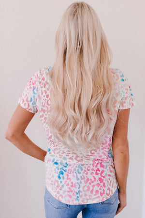 No Regrets V Neck Leopard Print Tee Shirt - MXSTUDIO.COM