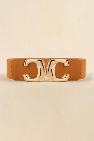 Noteworthy Attire Zinc Alloy Buckle Wide Waist Elastic Belt - MXSTUDIO.COM