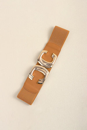 Noteworthy Attire Zinc Alloy Buckle Wide Waist Elastic Belt - MXSTUDIO.COM