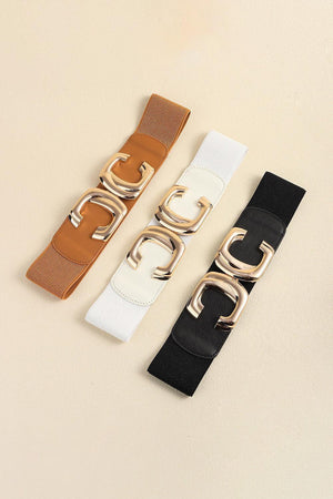 Noteworthy Attire Zinc Alloy Buckle Wide Waist Elastic Belt - MXSTUDIO.COM