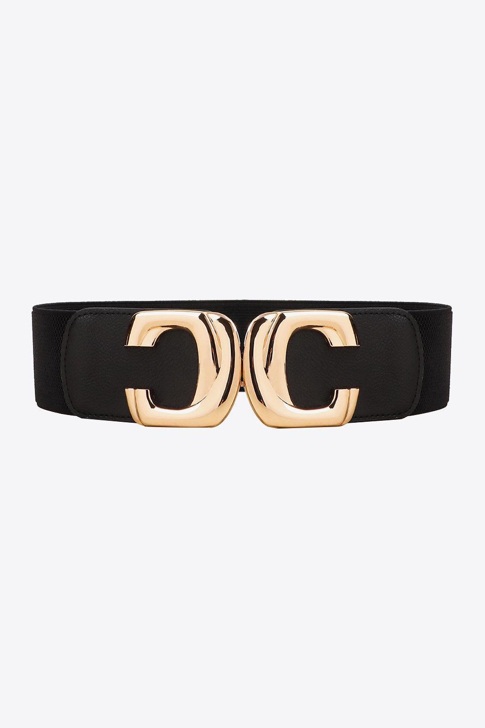 Noteworthy Attire Zinc Alloy Buckle Wide Waist Elastic Belt - MXSTUDIO.COM
