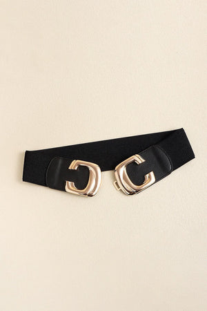Noteworthy Attire Zinc Alloy Buckle Wide Waist Elastic Belt - MXSTUDIO.COM