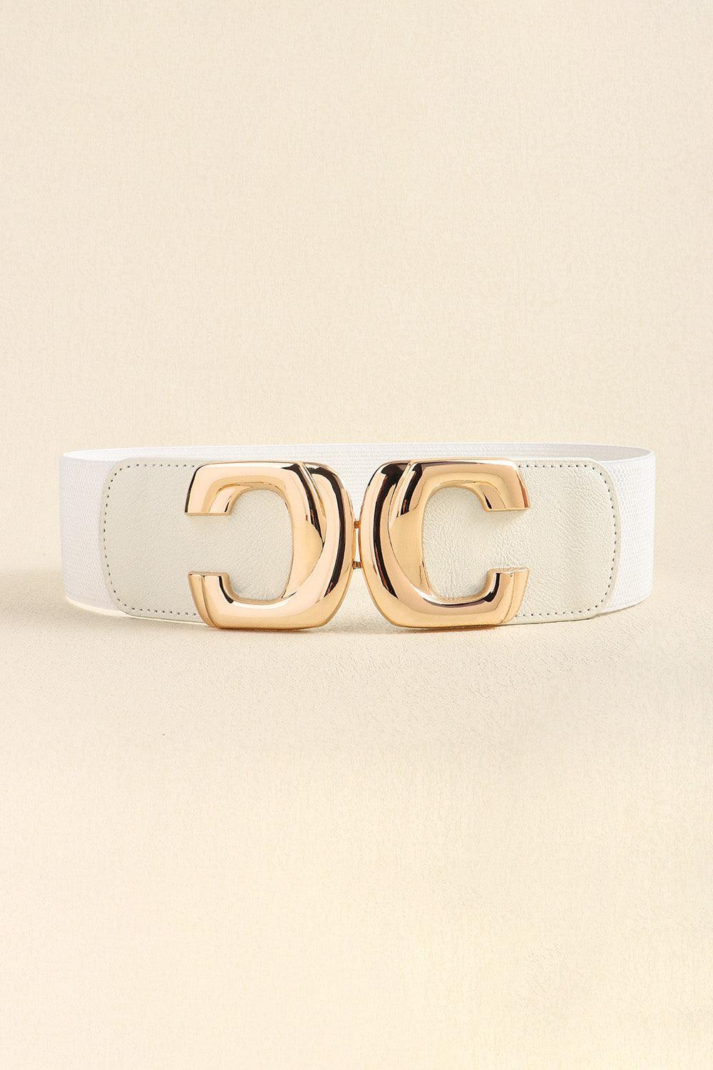 Noteworthy Attire Zinc Alloy Buckle Wide Waist Elastic Belt - MXSTUDIO.COM