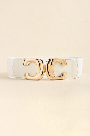 Noteworthy Attire Zinc Alloy Buckle Wide Waist Elastic Belt - MXSTUDIO.COM